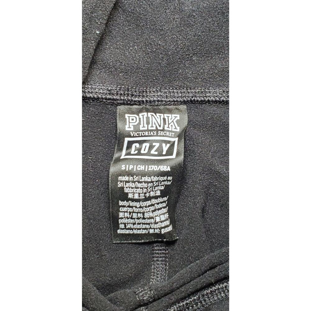 VICTORIAS SECRET PINK Size S Cozy Leggings Black Drawstring Yoga Hiking C10-8 - Picture 4 of 7